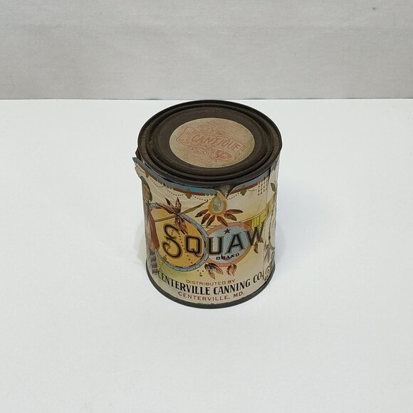 Squaw Brand No. 3 Sieve Choice Sifted Peas Tin Can Original Paper Label Vintage - Picture 1 of 6